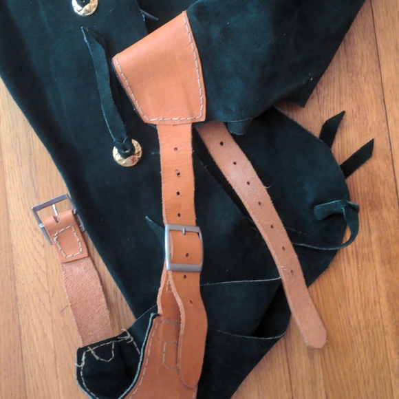 Real Chaps Heavy Suede Leather Show Chaps M/L Cosplay Cowgirl/Cowboy New Years - Picture 4 of 5